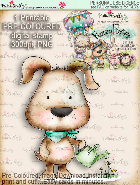 Scruff Gardening - Fuzzypuffs COLOUR digi stamp printable download