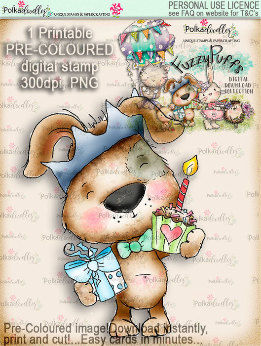 Scruff Cupcake - Fuzzypuffs COLOUR digi stamp printable download