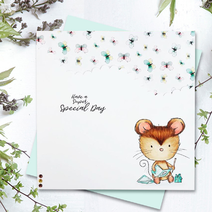 Maisie Mouse Sending Wishes - Fuzzypuffs digi stamp printable download