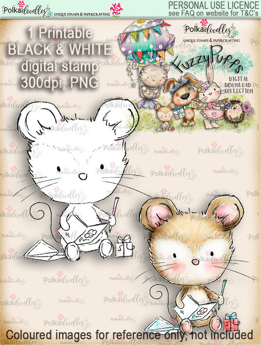 Maisie Mouse Sending Wishes - Fuzzypuffs digi stamp printable download