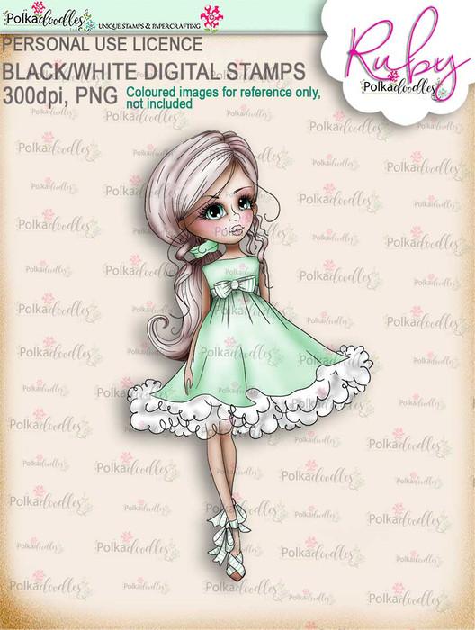 Ruby Frou Frou - COLOUR digi stamp printable download