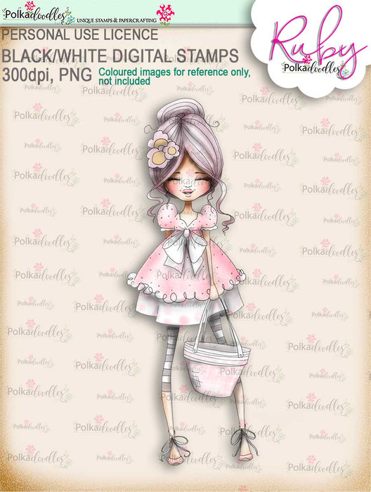 Ruby Hey there - COLOUR digi stamp printable download