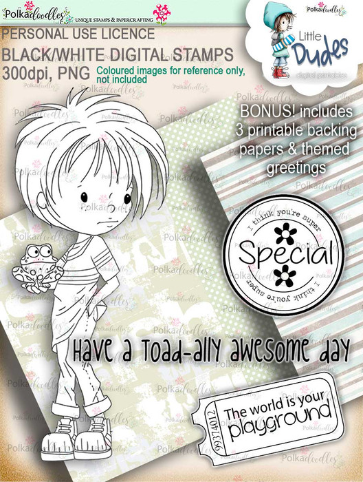Toad-ally Cute Little Dude - digi stamp printable download