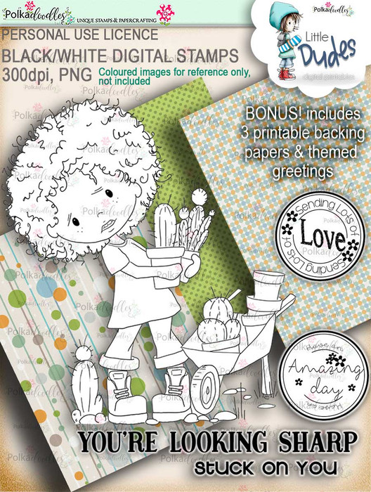 Prickly Little Dude - digi stamp printable download