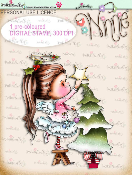 Decorations up - COLOUR Winnie Angel digital stamp download