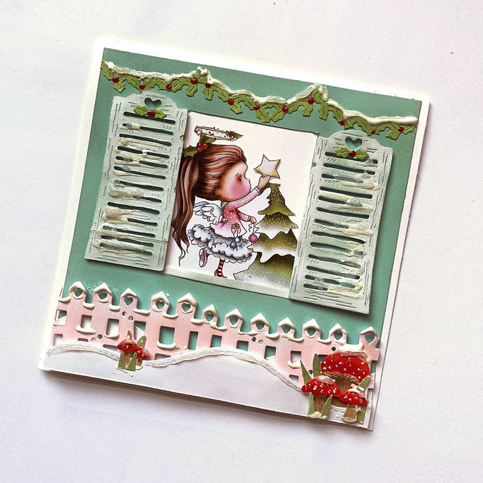 Decorations up - COLOUR Winnie Angel digital stamp download