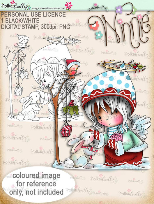 Gift of Christmas - Winnie Angel digital stamp download