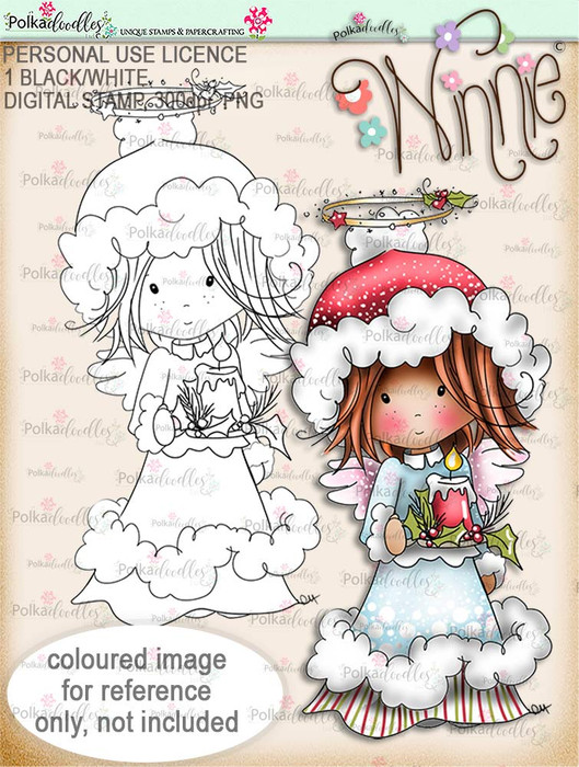 Light up Christmas - Winnie Angel digital stamp download