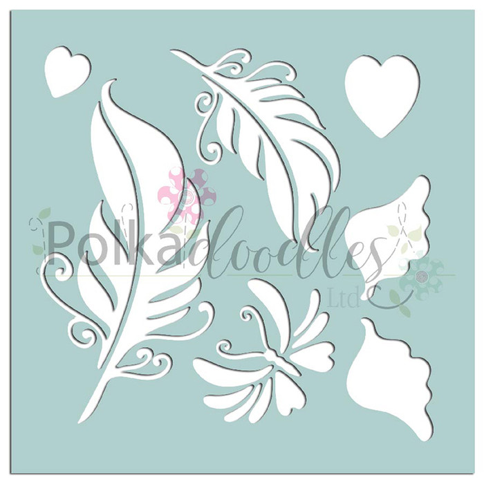 Feathers & Wings - 6 x 6" creative craft mixed media stencil