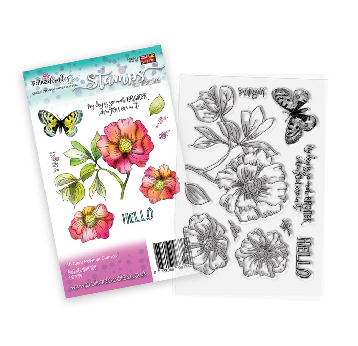 Brighter with You flowers & botanicals - clear stamp set for card making, craft, scrapbooking