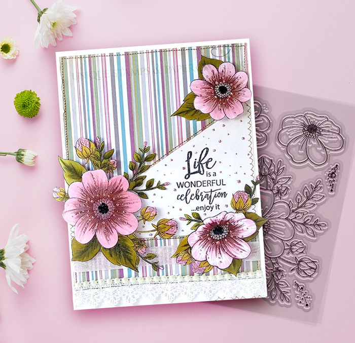 Pretty Perfect beautiful floral clear stamp set for card making, crafts, scrapbooking
