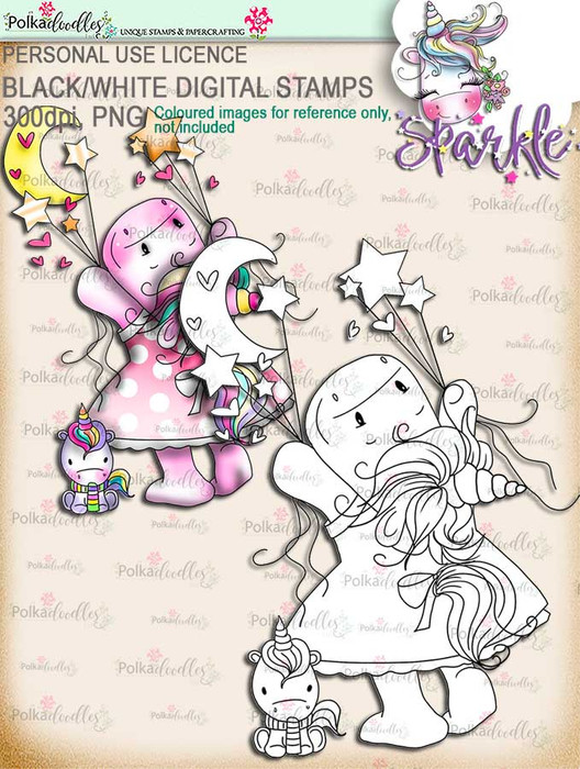 Love You to the Moon & Stars - Sparkle Unicorn digi stamp download