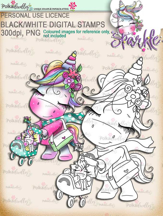 Little One - baby Sparkle Unicorn digi stamp download