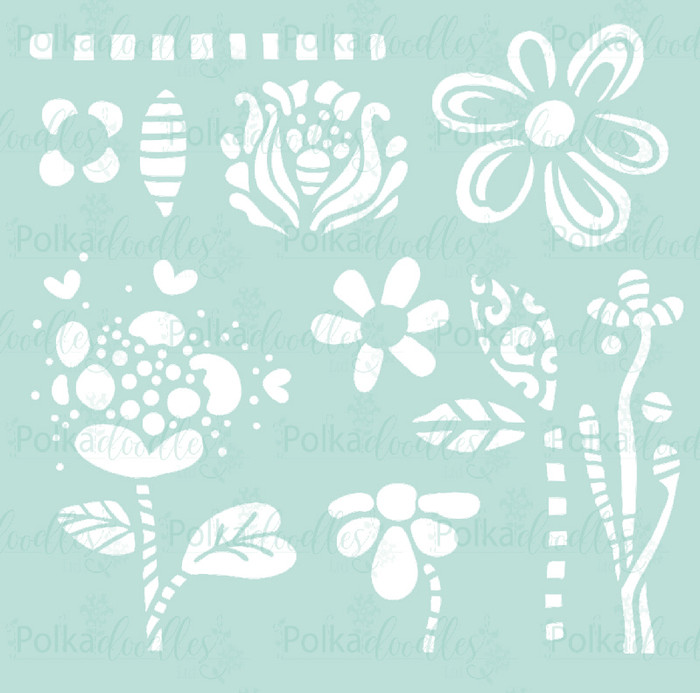 Flower Doodles - 6x6" creative craft stencil