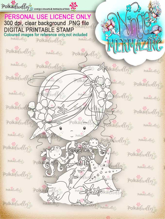 Winnie Mermaid Mermazing - octopus kisses digital stamp download