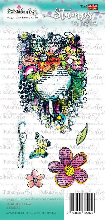 Flower Collage Stamp set - clear stamp set (DL size)