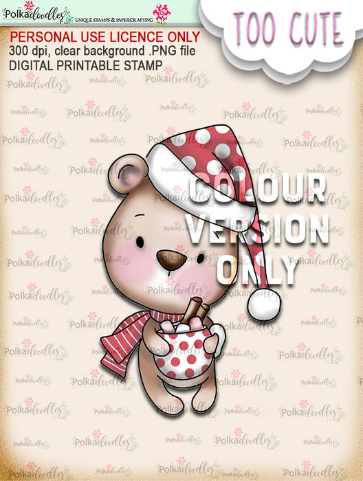 Bella Bear Hot Chocolate - Coloured - Too Cute digital papercrafting download