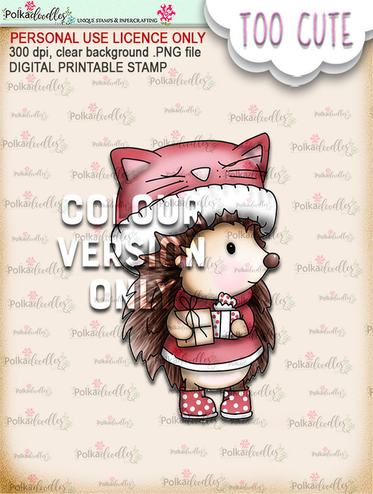 Holly Hedgehog Gifts - Coloured - Too Cute digital papercrafting download