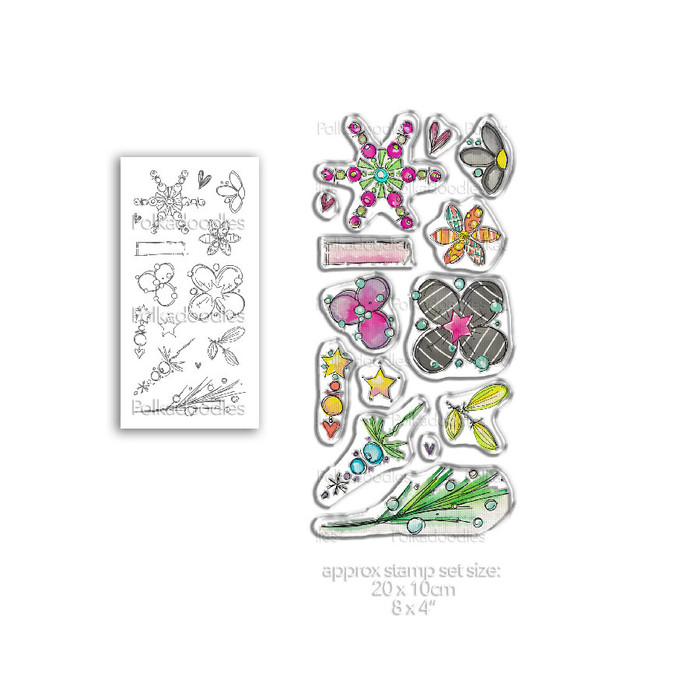 Floral Fireworks 1 - large clear Polymer stamp set