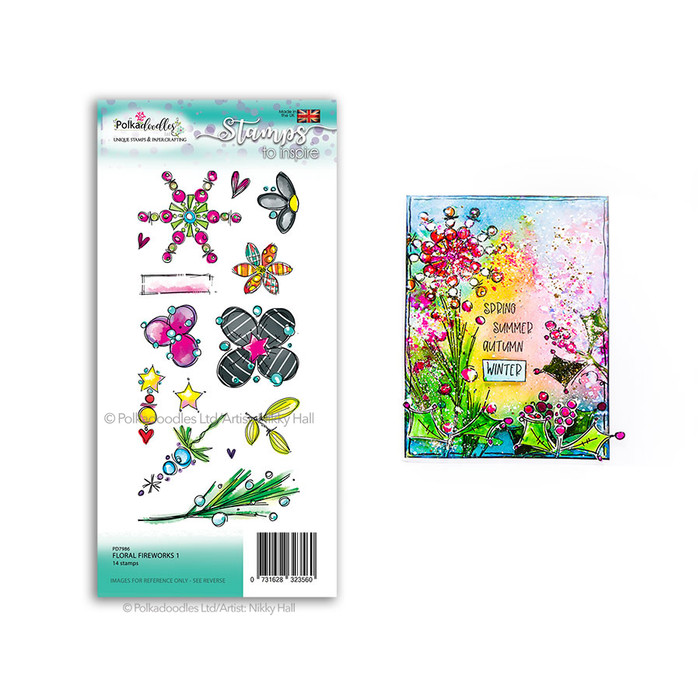Floral Fireworks 1 - large clear Polymer stamp set