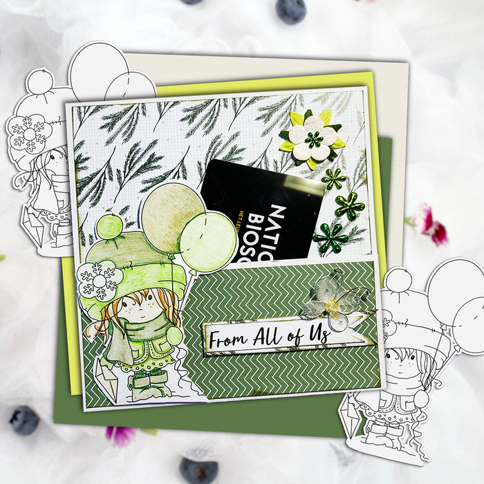 Celebration- "precoloured" Winnie winter celebration digital papercrafting download