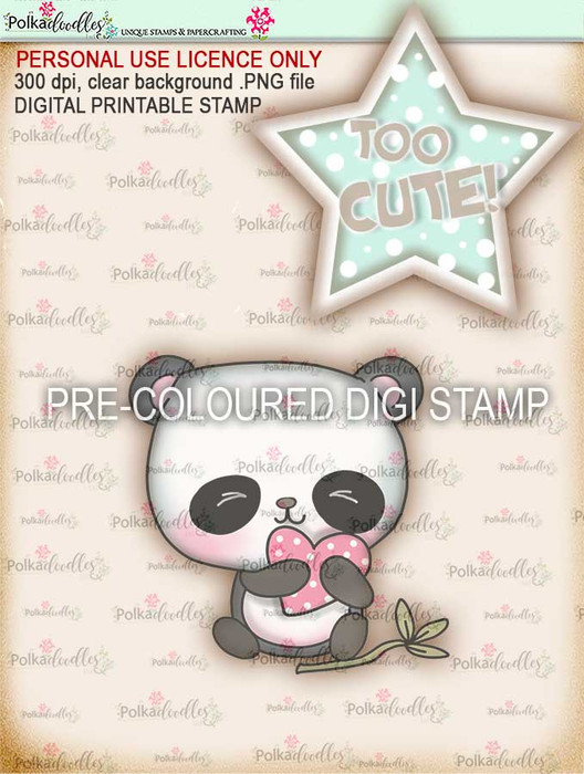 Too Cute Panda "precoloured" digital papercrafting download