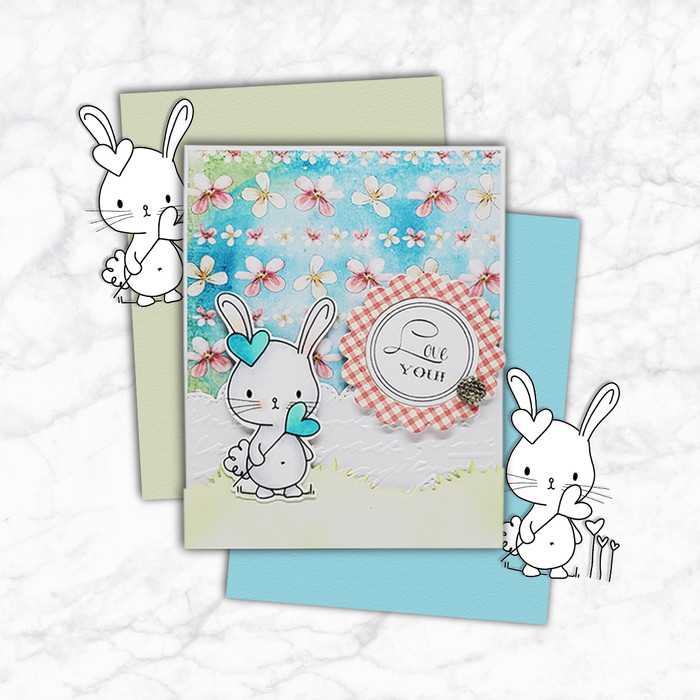 Too Cute Bunny love digital papercrafting download