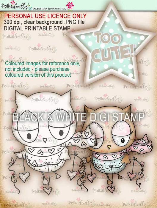 Too Cute Owl Love digital papercrafting download