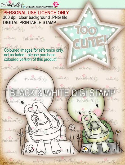 Too Cute Turtle Love digital papercrafting download
