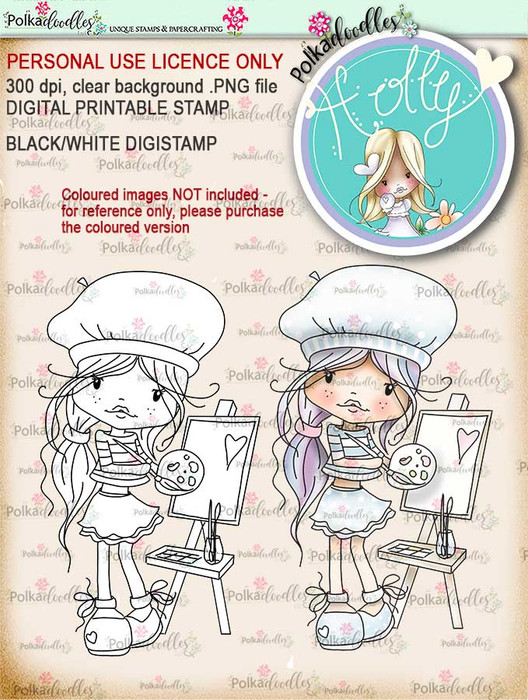 Holly painted love- digital papercrafting download