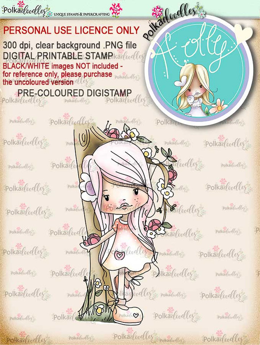 Holly Ladybird - "precoloured" digital papercrafting download