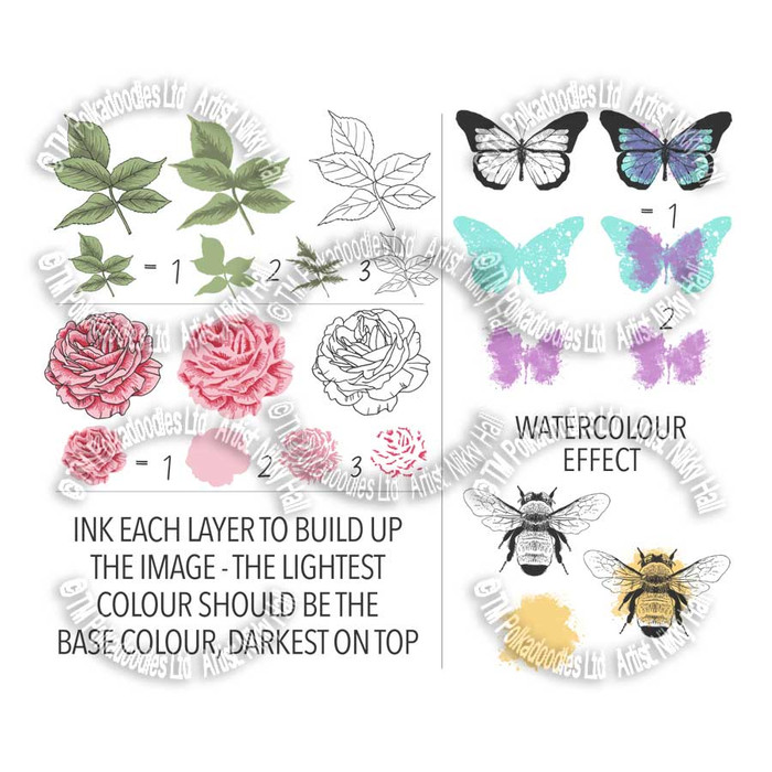 Honey Rose Transitions Layering Stamps -  Clear Polymer stamp set
