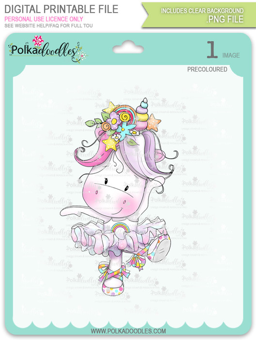 Ballet Dancing - Sparkle Unicorn COLOUR digi stamp download