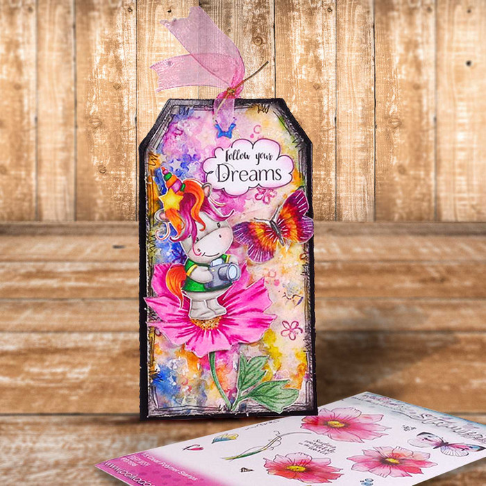 Camera Shy 2 - Sparkle Unicorn digi stamp download with Cutting File