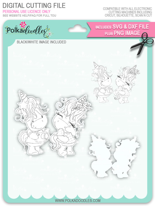 Camera Shy - Sparkle Unicorn digi stamp download with Cutting File