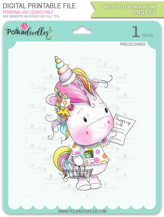 Coupon Day - Sparkle Unicorn COLOUR digi stamp download