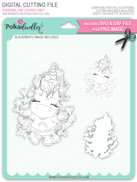 Hooray - Sparkle Unicorn digi stamp download with Cutting File