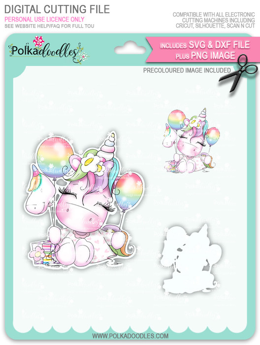 Special Time - Sparkle Unicorn COLOUR digi stamp download with Cutting File