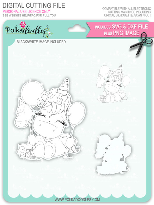 Special Time - Sparkle Unicorn digi stamp download with Cutting File