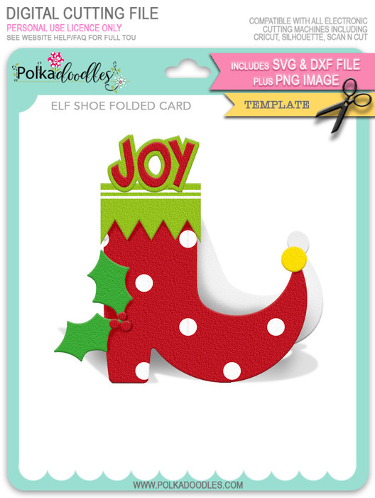 Elf Shoe Folded Card Template - SVG/DXF Cutting Files digital download