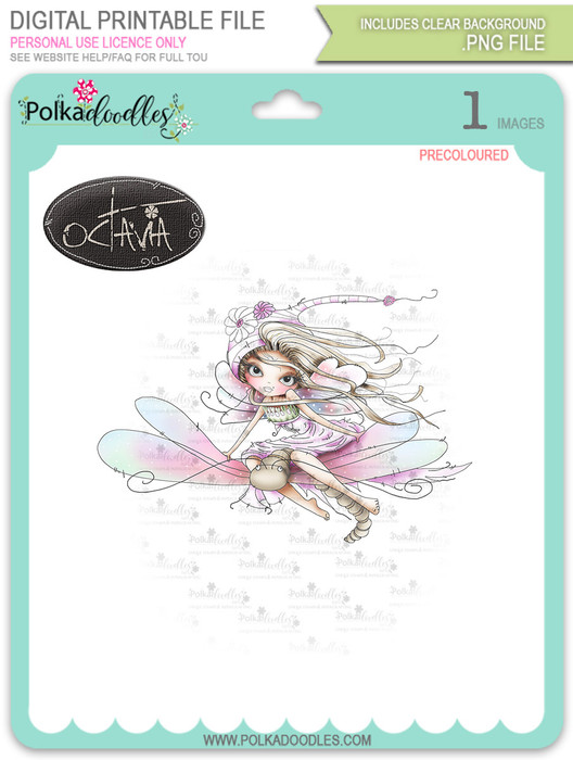 Octavia Moonfly Dragonfly - precoloured Digital Stamp Craft Download