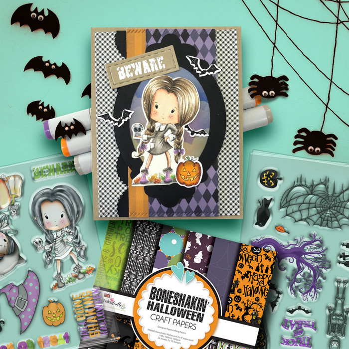 Boneshakin Halloween Winnie Wednesday clear stamp set