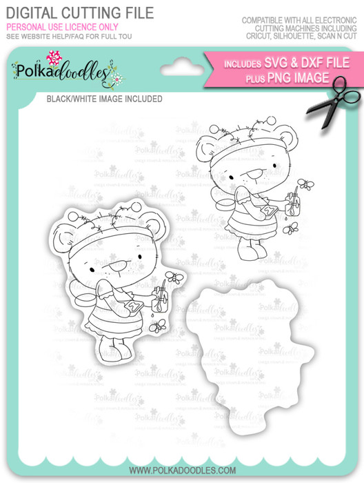 Bella Bear Bee Costume - digi stamp, SVG/DXF Cutting File