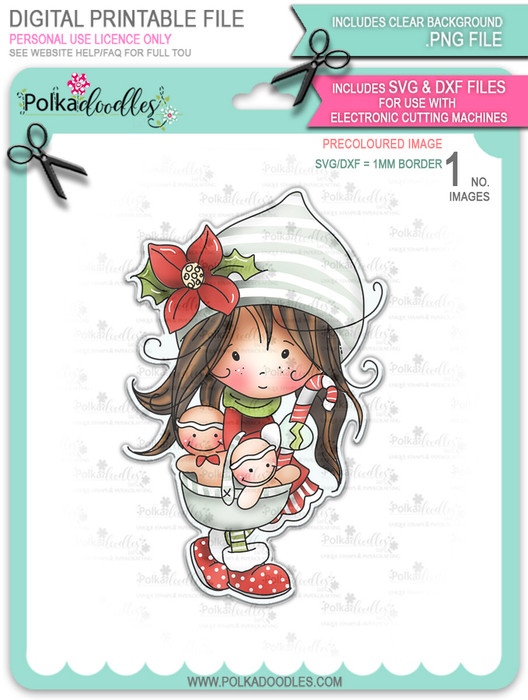Gingerbread Basket - precoloured Winnie North Pole download including SVG file