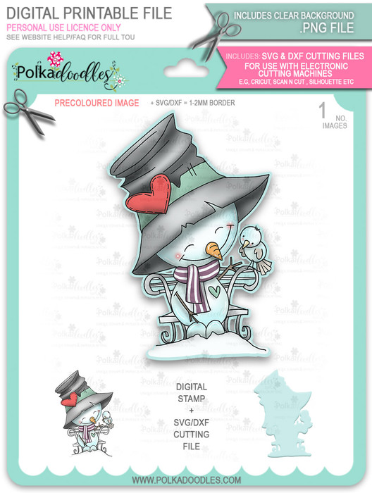 Sweet Tweet Snowman PRECOLOURED Too Cute digital stamp download including SVG file