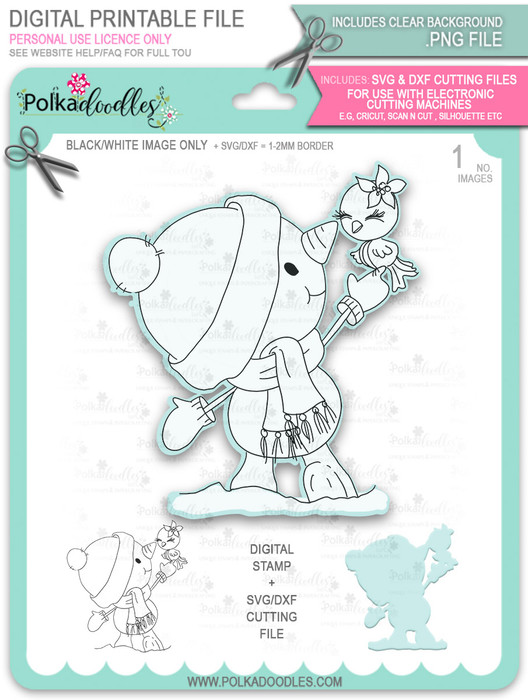 New Friends Snowman Too Cute digital stamp download including SVG file