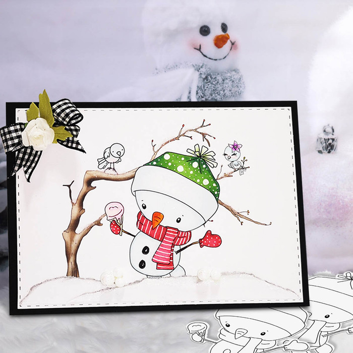 Frosty Winter Smiles Snowmen black and white BUNDLE - TOO Cute digital stamp download including SVG files