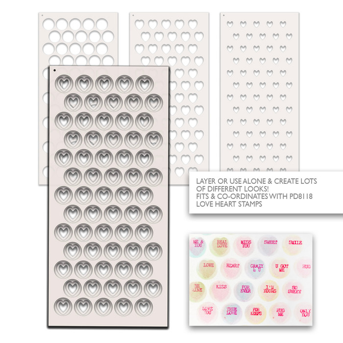 Hearts & Circles - 3 Layering Stencils Pack