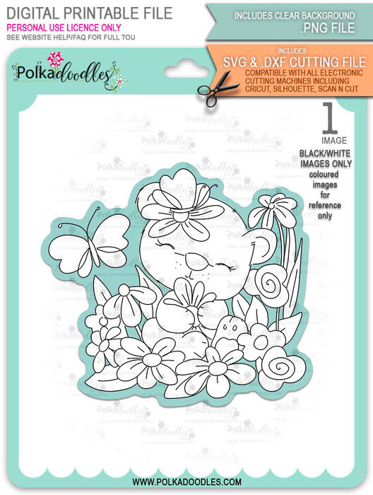 Bella Bear Daisy - printable downloads with free SVG /DXF files