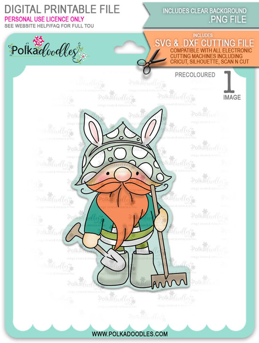 Gnome Gardening - PRECOLOURED printable downloads with free SVG /DXF files